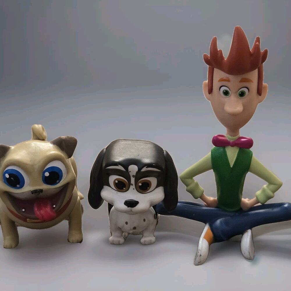 Disney Jr Puppy‎ Dog Pals Character Bob Sitting Figure 5" Toy and 2 dogs topper